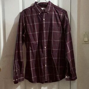 Sonoma Men's Dark Red Plaid Button Down Shirt